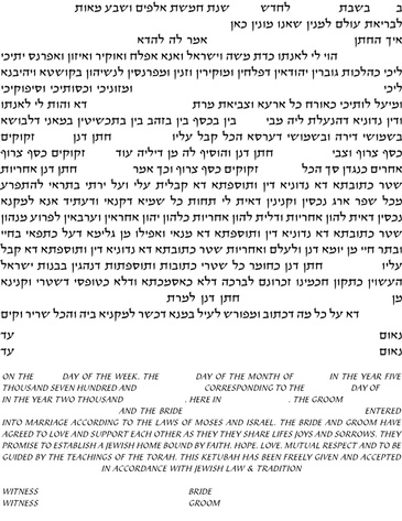 Ketubah Orthodox Aramaic, English Text - Contemporary Ketubah Text Template by Howard Fox Artist